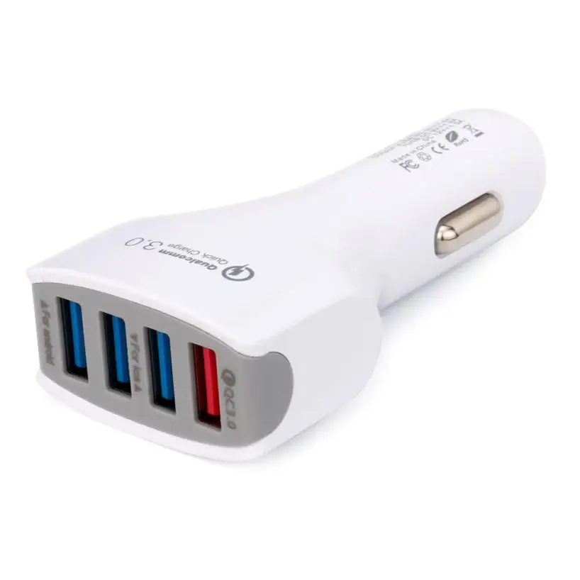 2017 أعلى بيع العالمي جديد كوالكوم شهادة QC3.0 سريعة تهمة مع أربعة USB ميناء سريع شاحن سيارة ل هاتف محمول