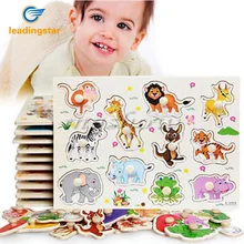 LeadingStar деревянные соответствующие колышки головоломки Зоопарк Животные Пазлы Ранние развивающие игрушки подарок для малышей