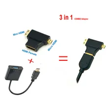 HDMI to VGA Cable Micro Mini HDMI Input Adapter to VGA output 1080p HDMI Converter Connector