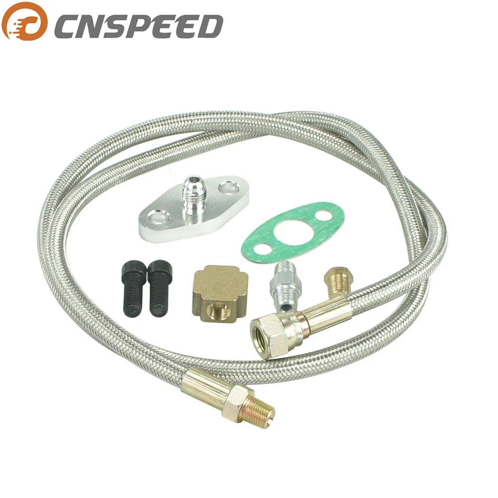 

CNSPEED Turbo Oil Feed Line stainless steel braided line 36 T3 T4 T3/T4 T04E T70 T66 T67 GT35 T3/60-1 GT45 1/8 NPT 4AN YC100774