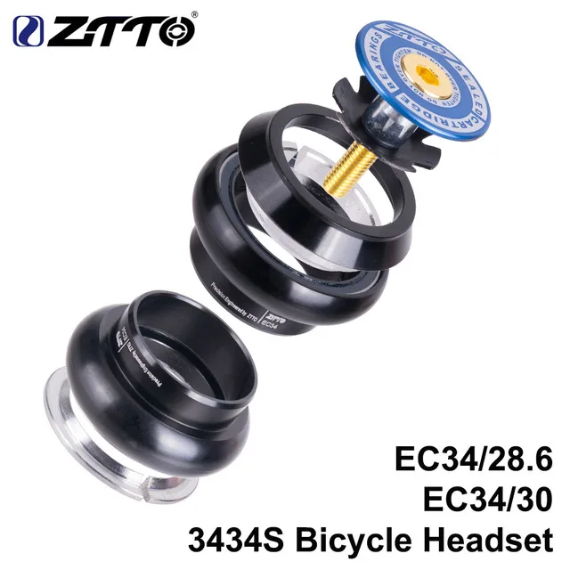 ZTTO 3434 S MTB руль для шоссейного велосипеда велосипедная рулевая колонка 34 мм EC34 ЧПУ 1 1/8 28,6 прямая трубка вилка внутреннего; большие размеры 34-обычные беспроводная гарнитура - Цвет: 3434S BLUE