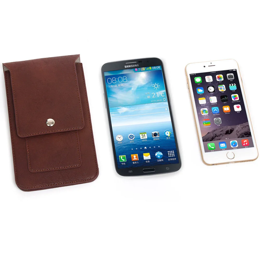 

Leather Carrying Case Camping Hiking Bag Outdoors Business Vertical Canvas Holster Pouch Cover with Hook Loops Waist Belt Clip