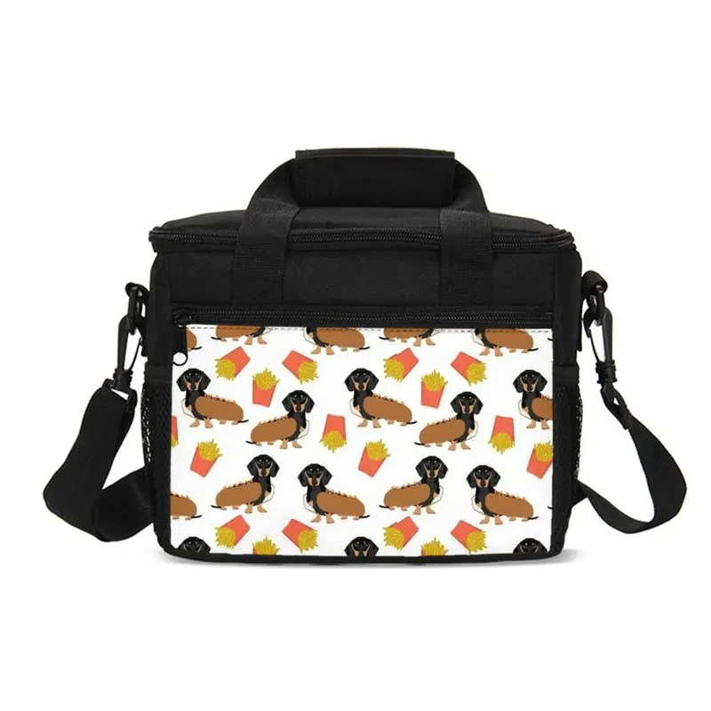 Cute Animal Dachshund 3D Printing Small Lunch Bags For Men Women Fashion Ice Insulated Thermal Picnic Lunchbox Shoulder Bag |