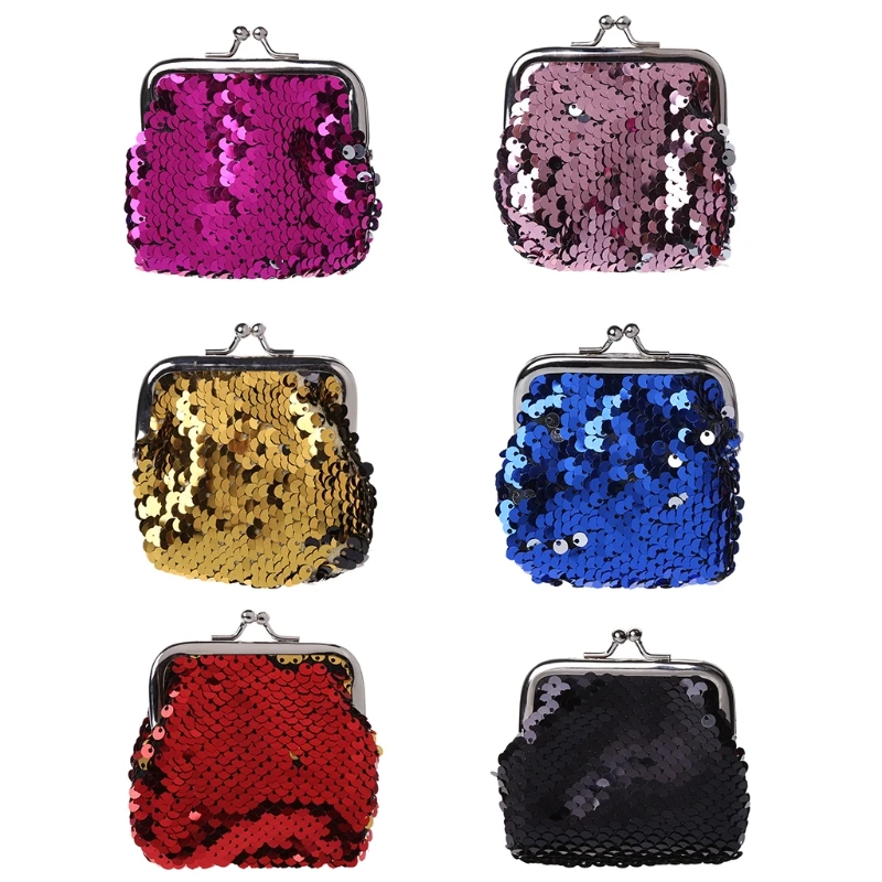 

New Women Purse Coin Bag Handbag Sequin Clutch Hasp Key Change Wallet Case