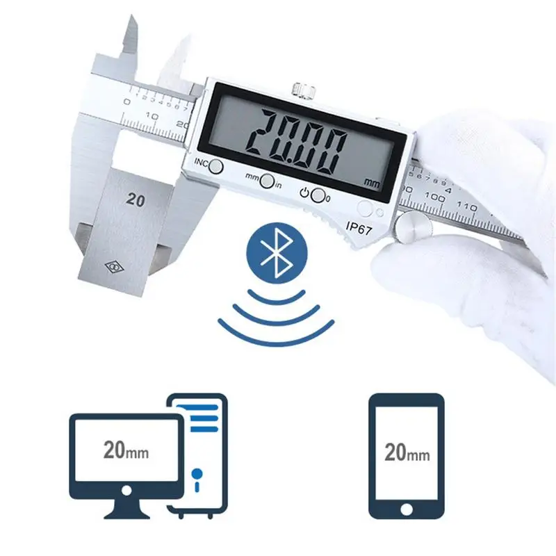 

IP67 Bluetooth Waterproof 0-150MM Electronic Stainless Steel LCD Caliper Digital Vernier Caliper Micrometer Measuring Instrument