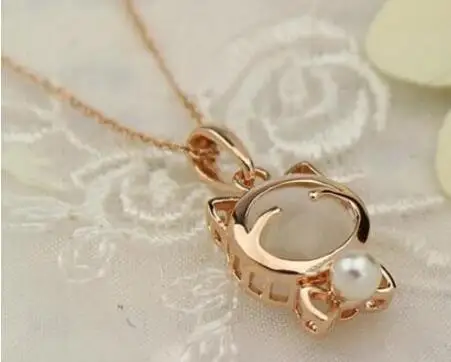 

Party Favors 2018 Hot Sell necklace Plating Super Cute Lucky cat Opal Cat Jewelry 500pcs