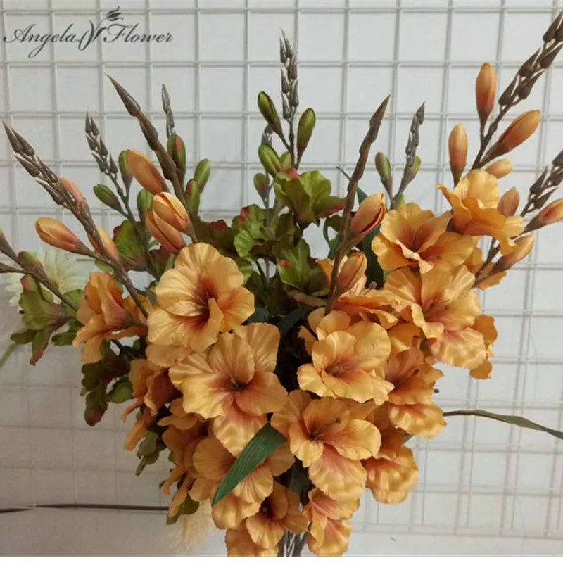 

70cm 7 head Artificial gladiolus flower silk orchid plant autumn sword orchid decor wedding fake flower table Christmas party