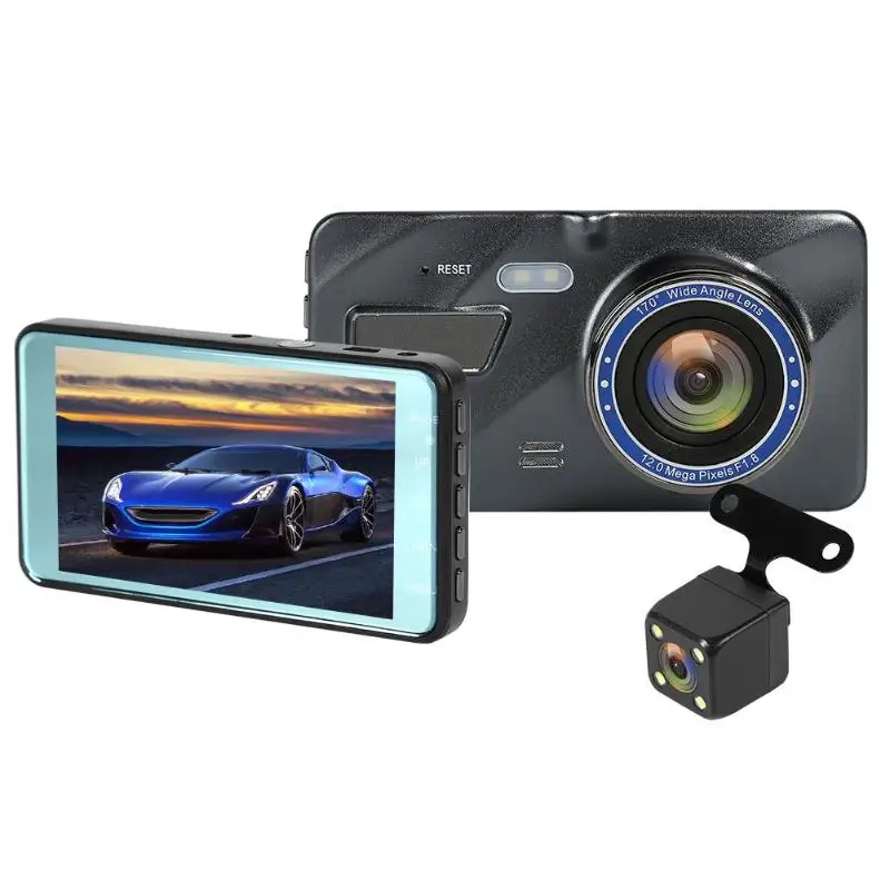 VODOOL SE016 1080p Автомобильный видеорегистратор с двумя объективами 4 дюймовый экран WDR