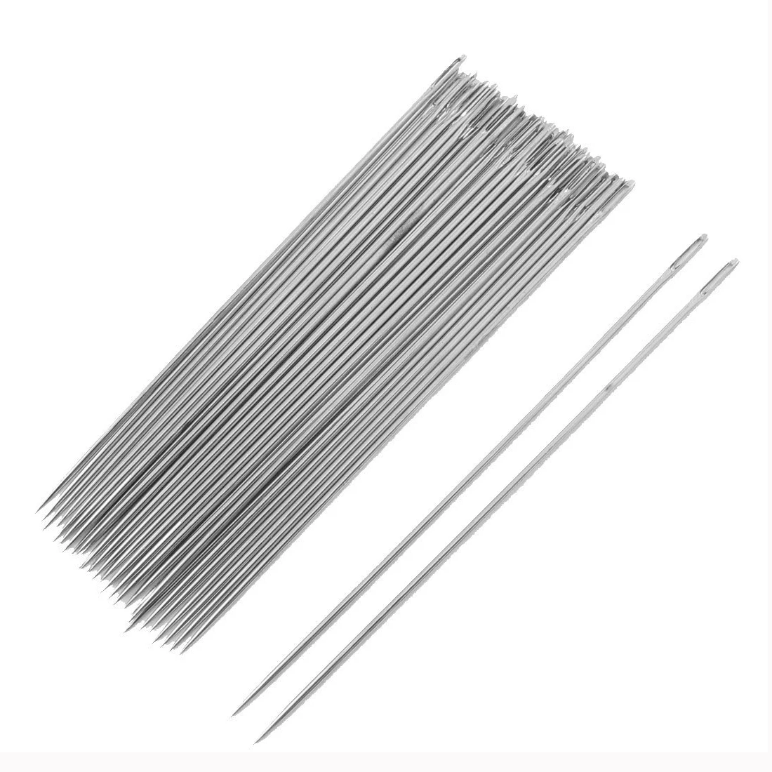30 Pcs Silver Tone Metal Sewing Needles 3.5" Longin Sewing Needles