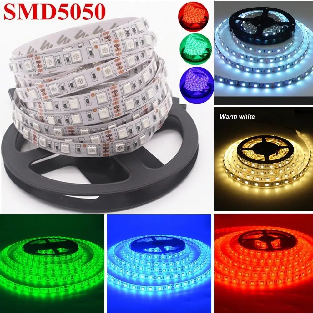 cheap 12V 5M 5050 RGB LED String Light Tape Waterproof Lighting Valentines Party Decor MDJ998