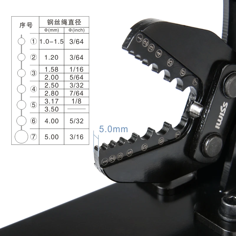 Desk Top BenchLong Handle Labour Save Ferrule Press Plier Crimping Tool For 1.5-5MM 364-316IN All Ferrule Wire Rope Crimper (6)