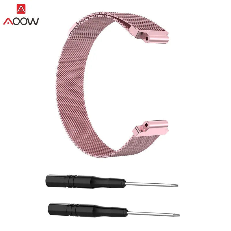 pink AOOW Milanese Loop Магнитный металлический Нержавеющая сталь ремешок для смарт-часов Garmin Forerunner 220/230/235/620/630/735 часы сменные ремешки - Цвет ремешка: pink