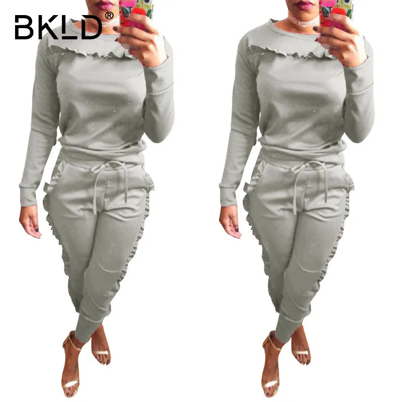 Спортивный костюм BKLD из двух предметов Женский комплект топа с оборками и