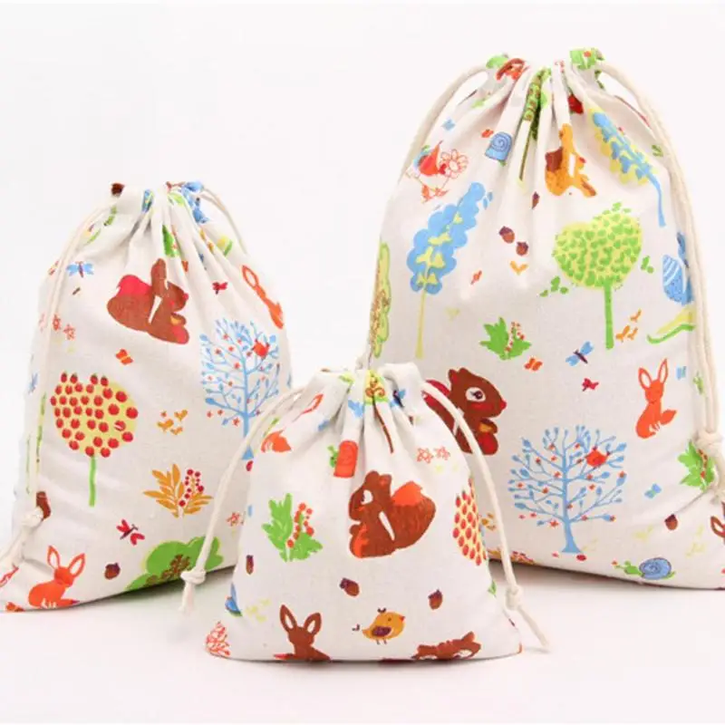 Canvas Travel Drawstring Tote Storage Bag Printing Sports Backpack Tea