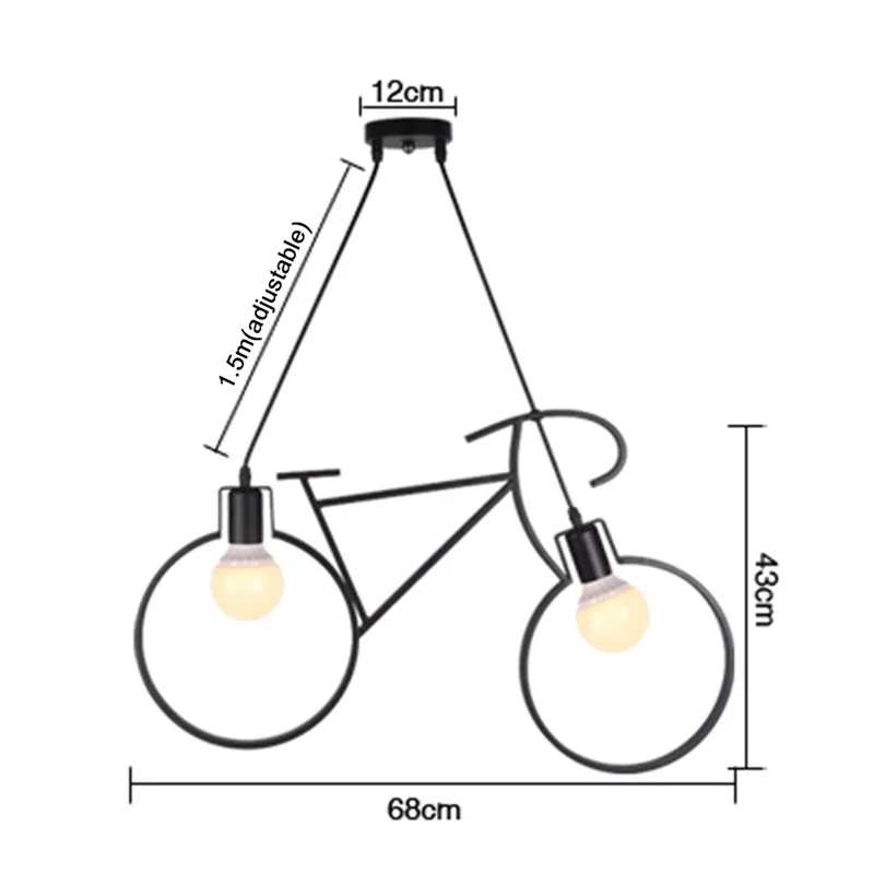 Железная Ремесленная лампа-велосипед, кухня, лофт, спальня, потолочный светильник для дома, Creatives, аксессуары для освещения с 2 лампами Питания, 2 размера