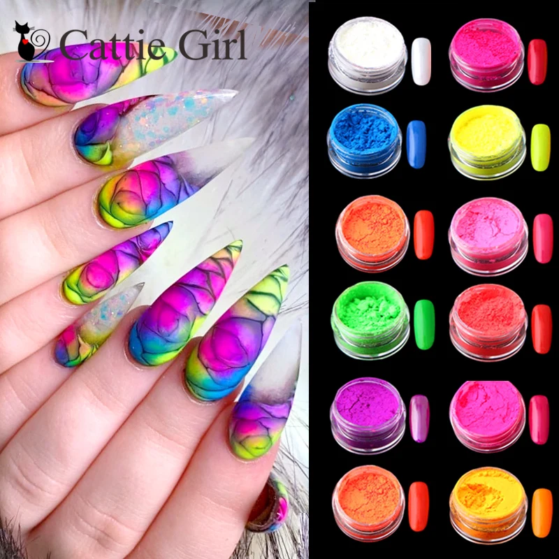 12colors/set Neon Pigment Nail Powder Dust Gradient Macaron Nail Glitter  Iridescent Acrylic Powder Make Up Nail Art Accessories - Nail Glitter -  AliExpress