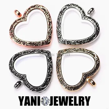

10pcs/lot Free Chain Vintage Heart Locket Pendants Necklace Magnetic Glass Charm Floating Locket