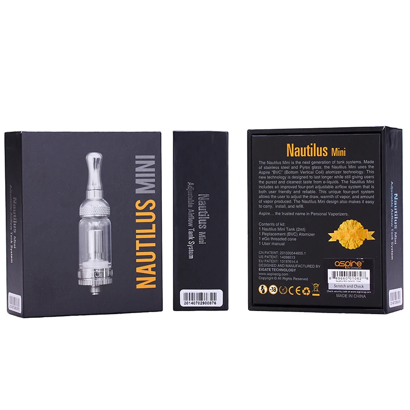 Оригинальный Aspire Nautilus мини BVC распылитель 2 мл емкость Мини Нижняя Вертикальная