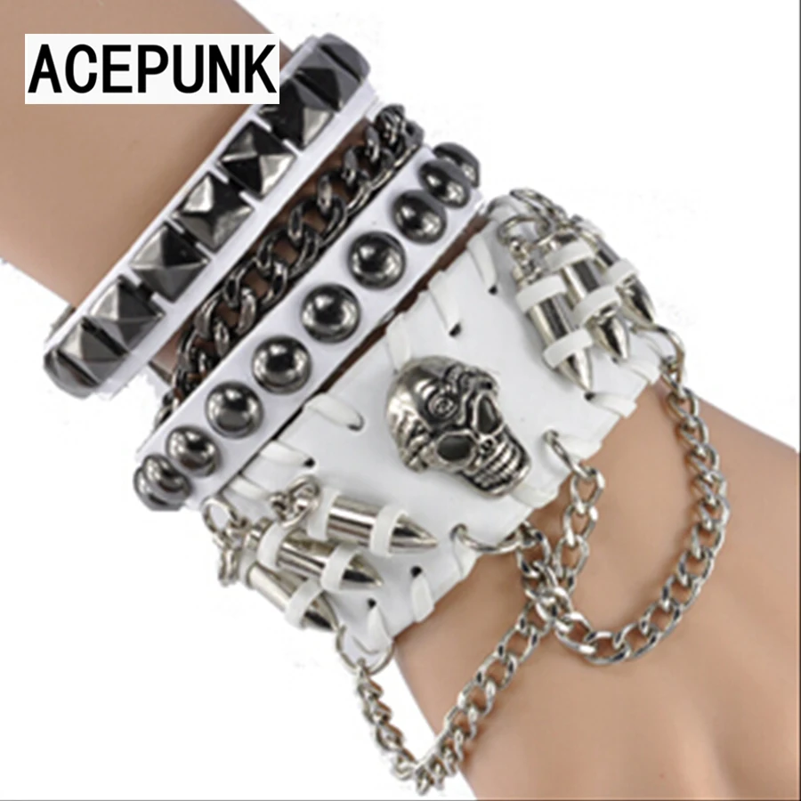 

free shipping (min order 10USD) new arrive fashion design skull cool man hip hop punk leather gloves set