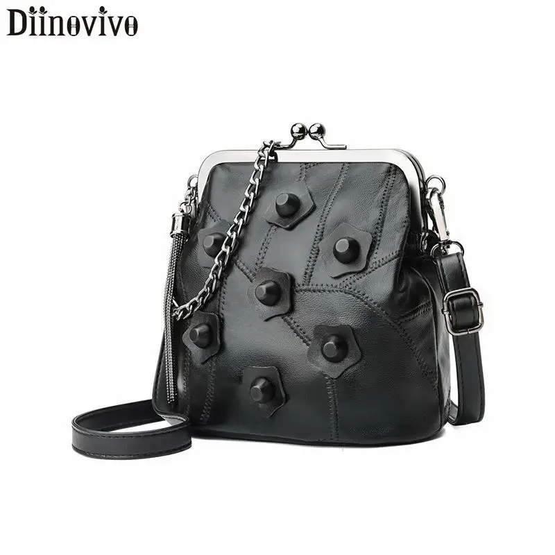 DIINOVIVO, женская сумка на плечо с цветочными заклепками, маленькая сумка на цепочке с кисточками, кошельки, мягкие женские сумки через плечо для женщин, сумка WHDV1144