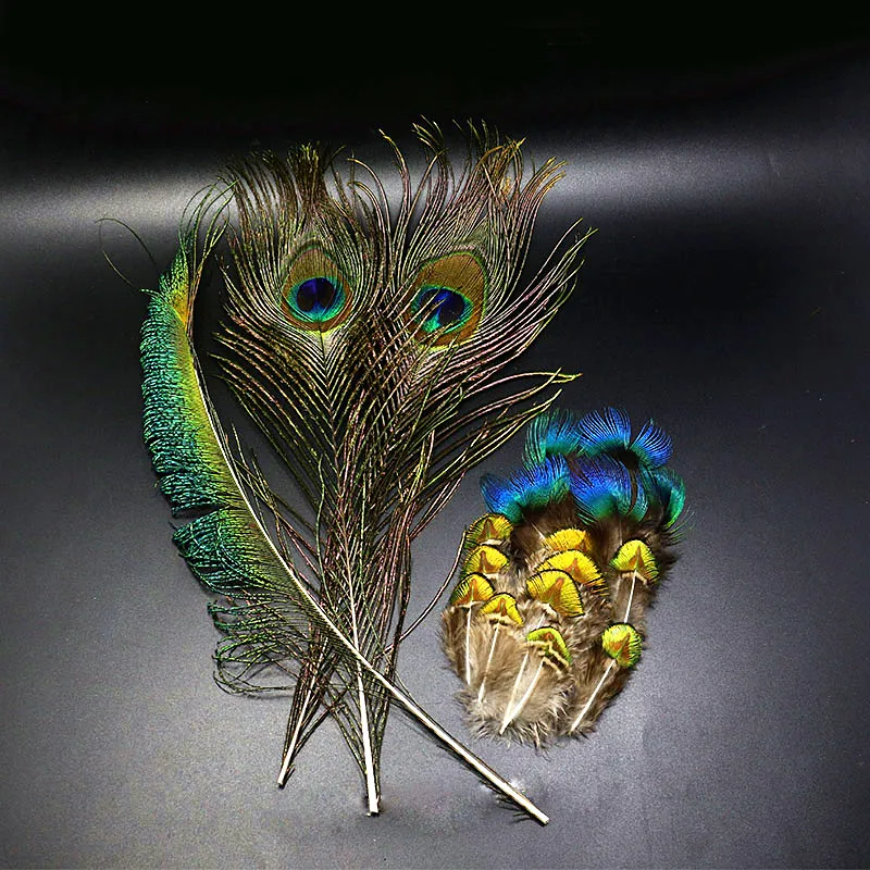 Горячее предложение 1 комплект натуральные синие павлиньи перья Ассорти синий павлин типпеты и выбранный хвост и тело перья муха Связывание перо материалы