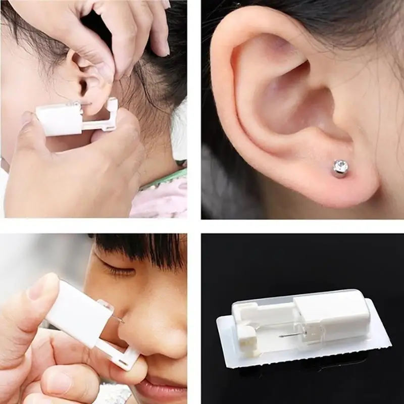 

Disposable No Pain Safe Sterile Ear Stud Piercing Gun Kit Nose Stud Piercing Tool Kit Build In Steel Stud Earring Star
