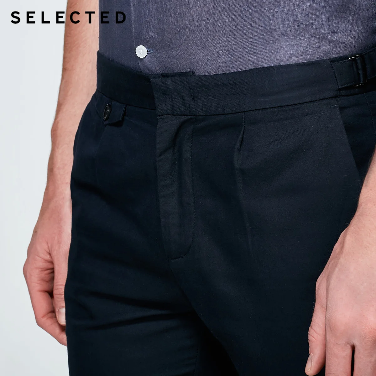 SELECTED Cotton linen blend straight leg leisure long pants S|4182W2516|Повседневные брюки| |