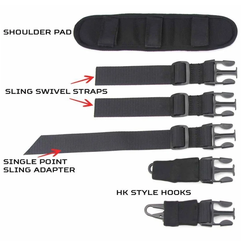 Tactical 2 Point Gun Sling Shoulder Strap Adjustable Outdoor Rifle Sling With Metal Buckle Gun Belt Accessor Tactical 2 Point Gun Sling Shoulder Strap Adjustable Outdoor Rifle Sling With Metal Buckle Gun Belt Accessor
