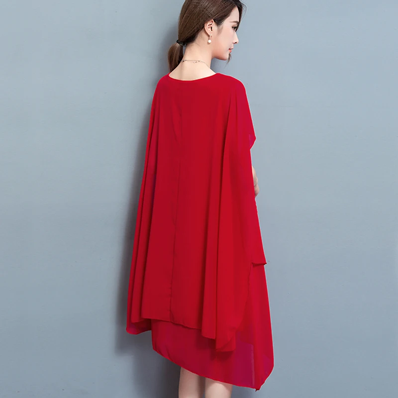 Najtaniej 2019 szata party noble red odzież szyfonowa peleryna eleganckie formalne sukienki wieczorowe dla kobiet plus rozmiar 4xl 5xl lato 3488 50