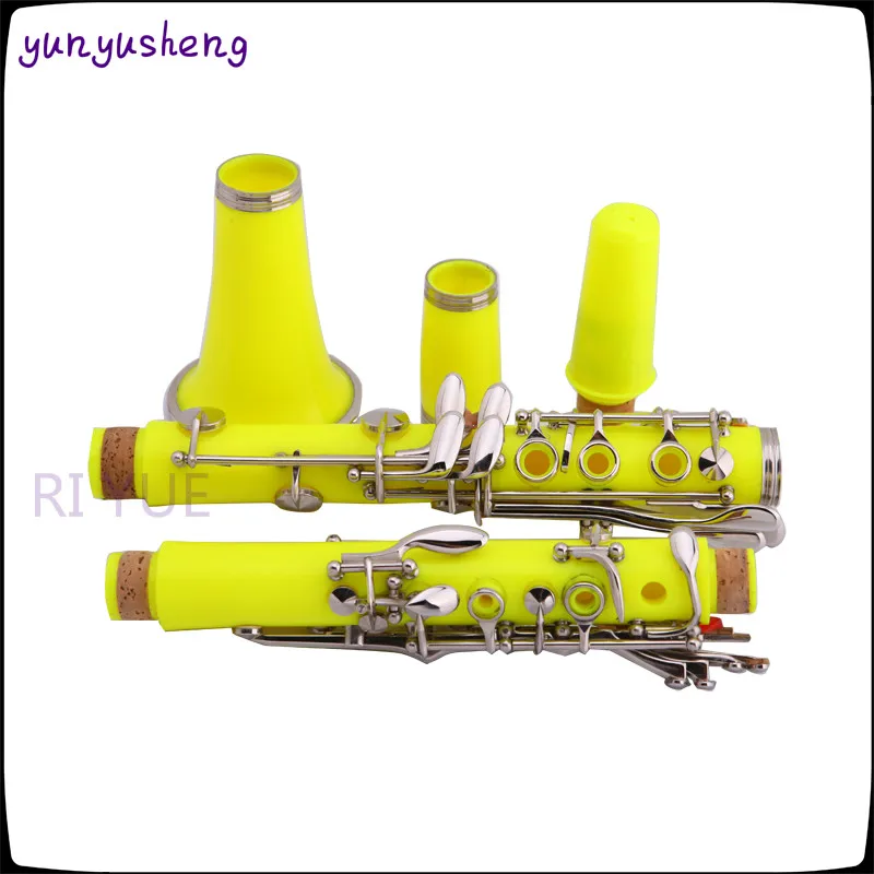Высокое качество B 17 ключ кларнет белый латунь никелированная ключ, ABS трубы материал корпуса восемь видов цвет можно выбрать - Цвет: Цвет: желтый