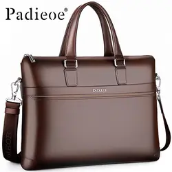 Padieoe Высокое качество 15 дюймов ноутбук сумка моды Для мужчин офисные Docu Для мужчин ts сумка Разделение кожа Для Мужчин's Портфели