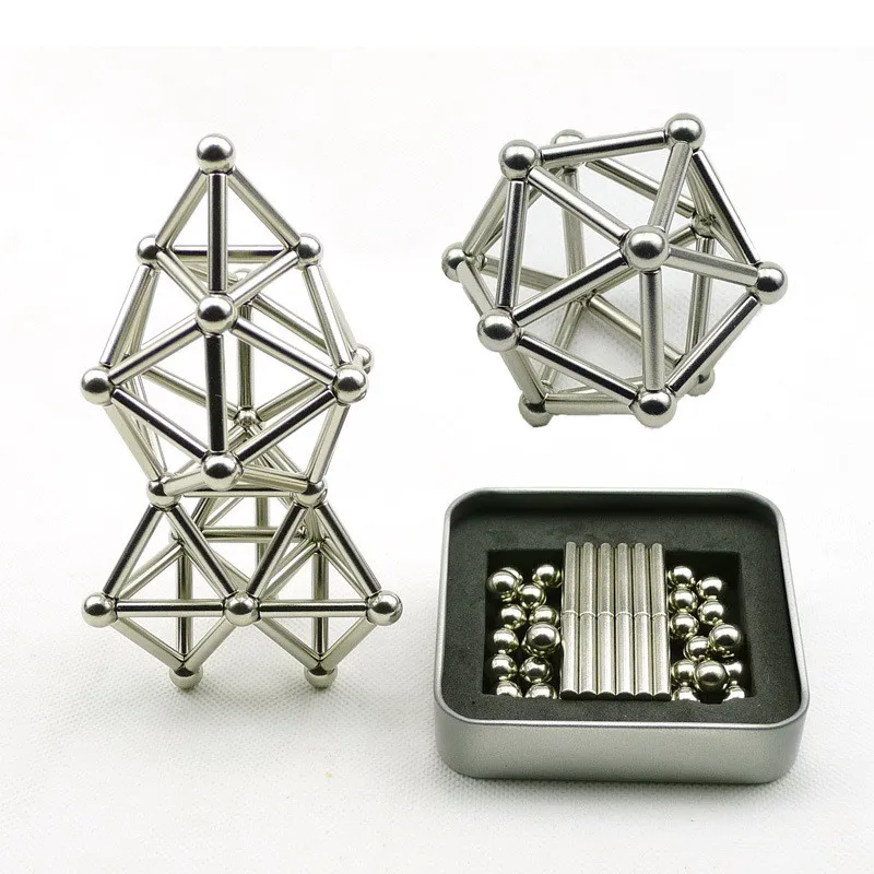 

Creative 36PCS magnetic bar and 27PCS steel ball toy innovative metal bar architectural model magnetic construction toy gift