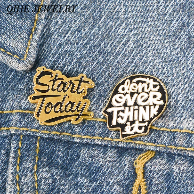 

QIHE JEWELRY Overthinker Quote Pins Social Anxiety Pin Badge Brooches for Over Thinker Men Women Enamel pins