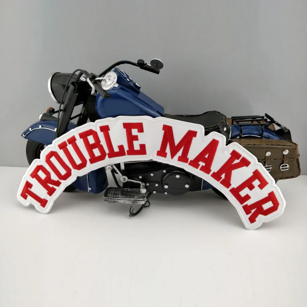 Trouble maker Rocker custom biker patches pinup DIY any size cool patch clothing application stickers for jacket (3)