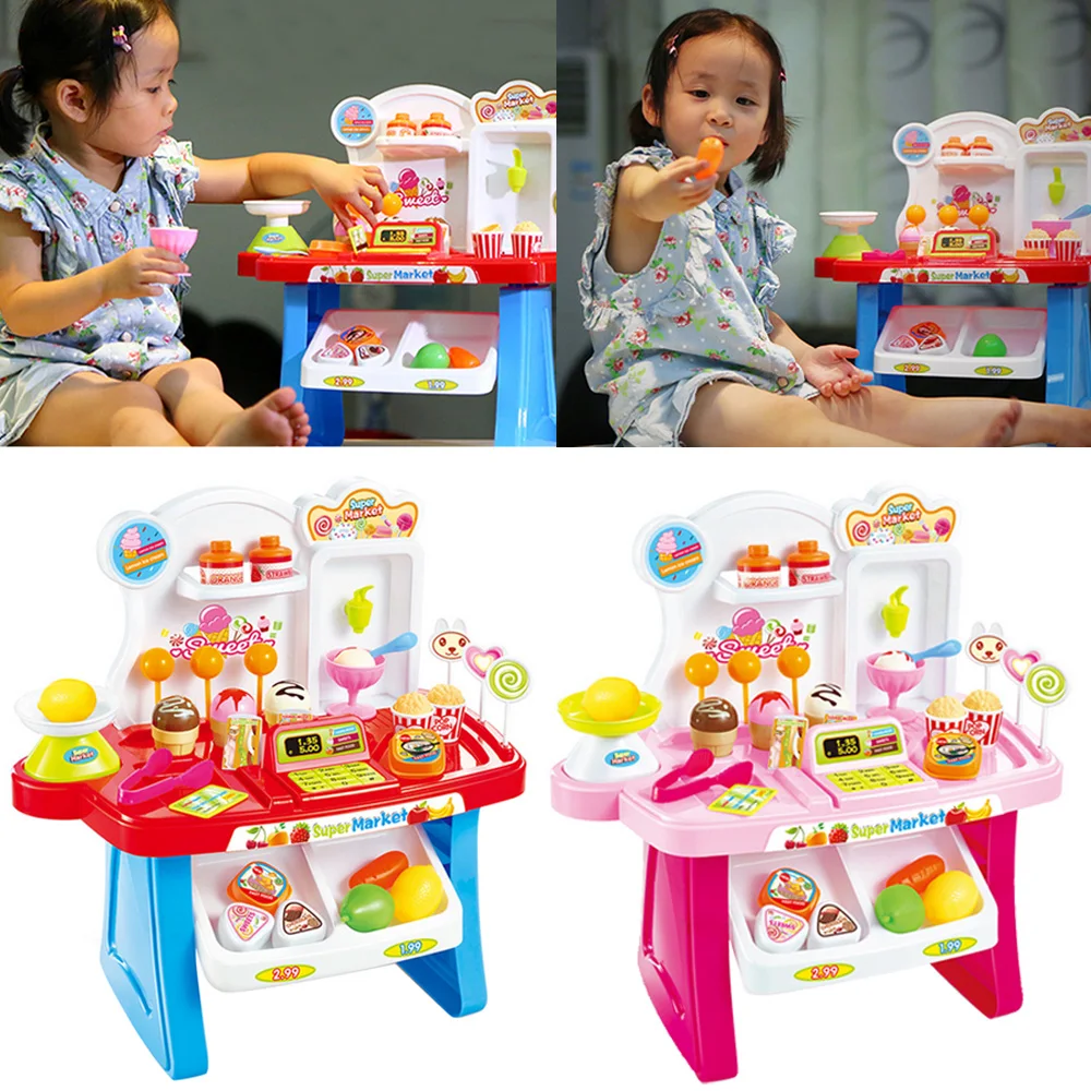 34 шт. детские пластиковые симуляторы мини ролевые игры дом супермаркет кассовый аппарат покупки Brinquedo касса POS игрушка набор