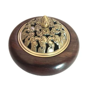 

Black Azusa mahogany wood incense censer incense burner plate sandalwood black wooden pagoda incense censer factory outlets
