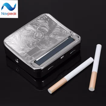 

100pcs/lot Portable Metal Cigarette Tobacco Roller Durable Rolling Machine Box Case Tin Cigarette Maker (Silver)