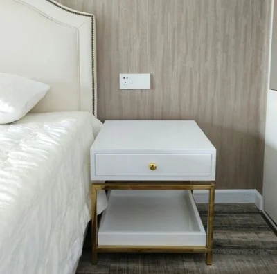 Best Luxury Modern Iron Casting Golden Nightstand Coffee End Bedside Table Home Furniture Nightstands Cabinet Cupboard Living Room 4