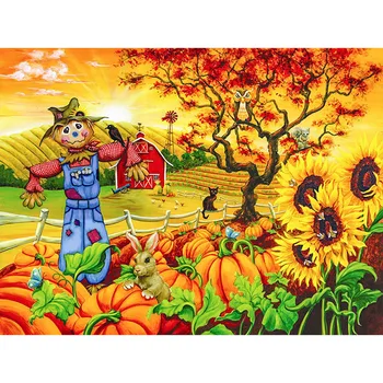 

Hot Sale Diamond Embroidery Diamond Painting Cross Stitch Rhinestones Full round Diamond Mosaic Scarecrown & Pumpkin KBL