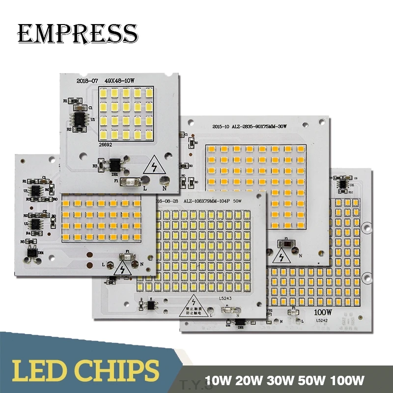 Высокомощный умный Ic светодиодный чип AC 220 240 В Smd2835 бисер 10 Вт 20 30 50 100 светодиод