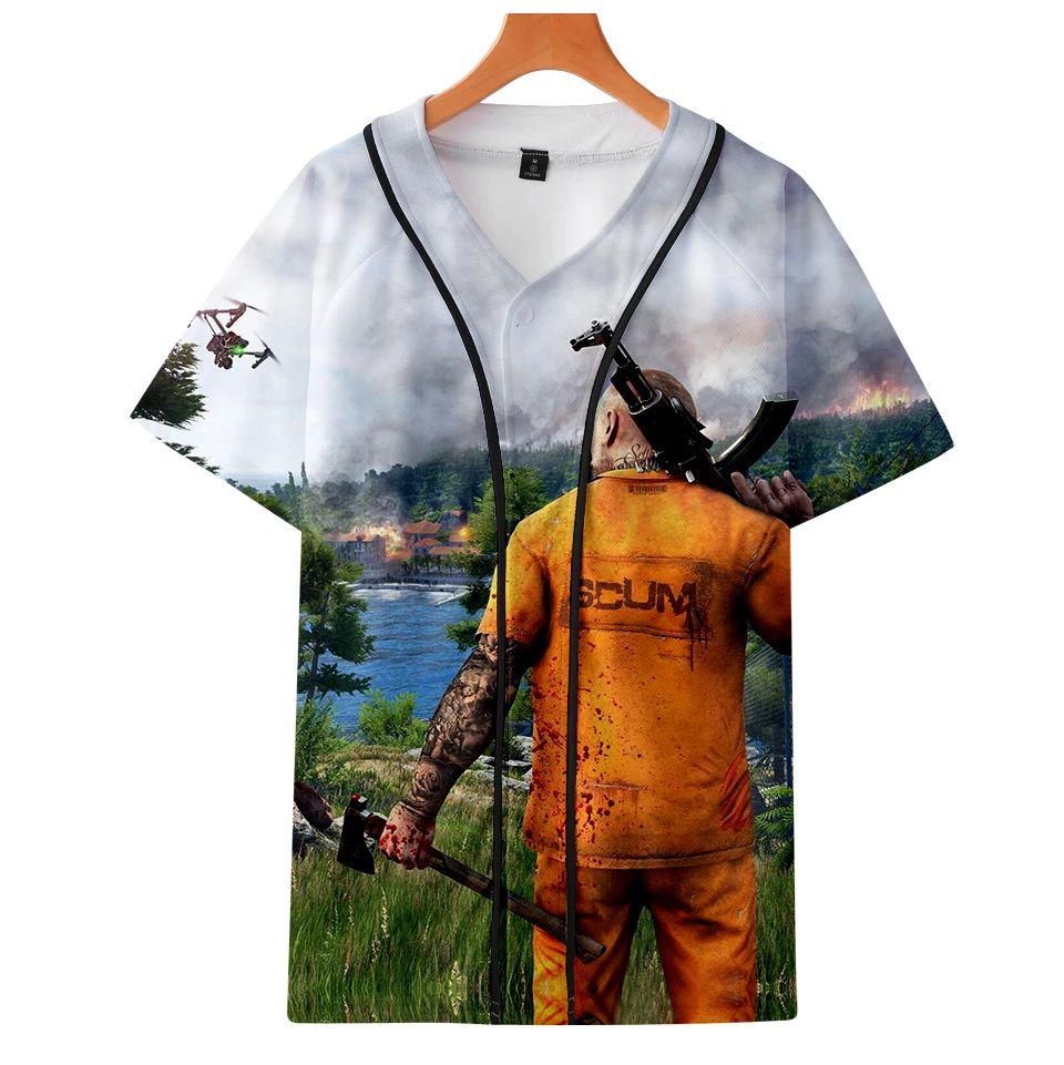 

2018 SCUM 3D Summer Cool Baseball T-shirt men Fashion Survival Game SCUM Print Baseball Fashion Top Short Tshirt Clothes 4XL