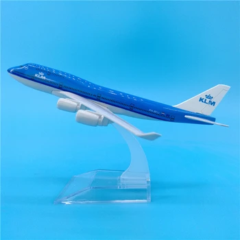 

16cm Netherlands Airlines Airplane Model Boeing 747 KLM Aviation Model Holland B747 Airway Aircraft Model Scale Toy Gift 1:400