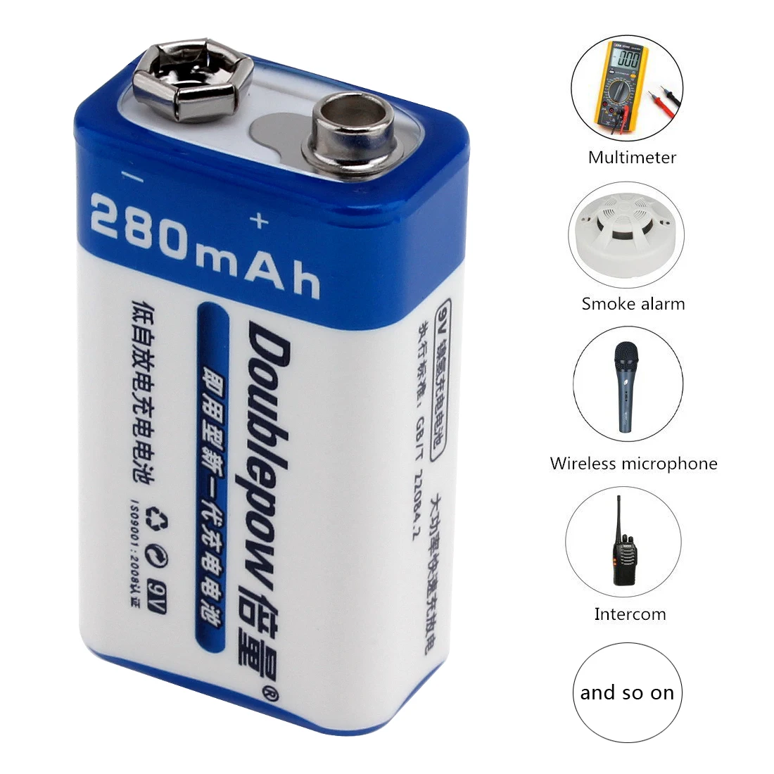 Doublepow 2шт 9В Ni MH 280mah перезаряжаемая батарея NiMH pilhas recarregaveis с коробкой для