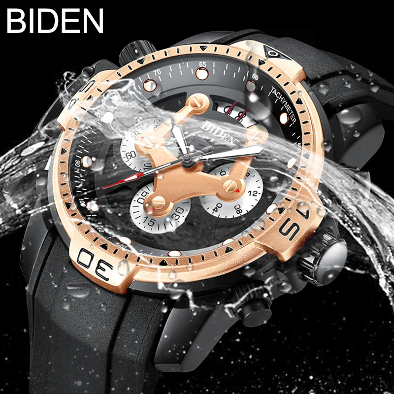 

BIDEN Men Watches Top Brand Luxury Sports Military Quartz Watch Waterproof Date Chronograph Wrist watches Man Relogio Masculino