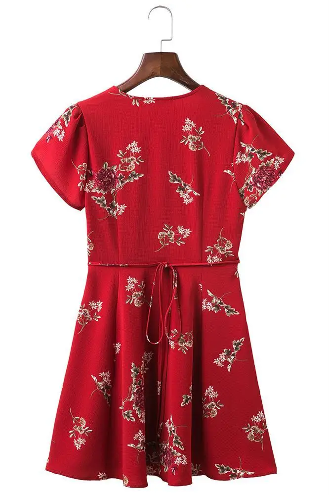 BONGOR LUSS Women Summer Dress 2017 V-Neck Cape Short Sleeve Casual Mini Dress Boho Beach Vinatge Floral Print Dress Sundress (22)