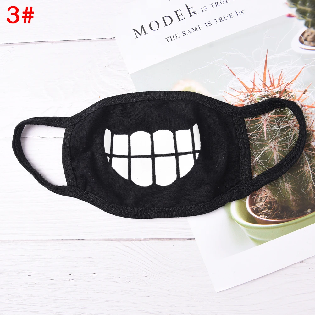 1 шт черные крутые маски унисекс фосфоресцирующая хлопковая маска для лица с изображением рта маска светильник в темноте Анти Пыль сохраняет тепло - Цвет: N3