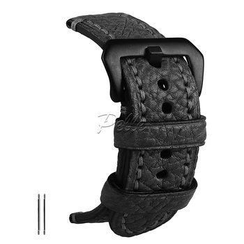 

Pelle 22mm Black Vegetable Tanned Cowhide Leather Strap Black Buckle Vegetable Tanned Genuine Calfskin