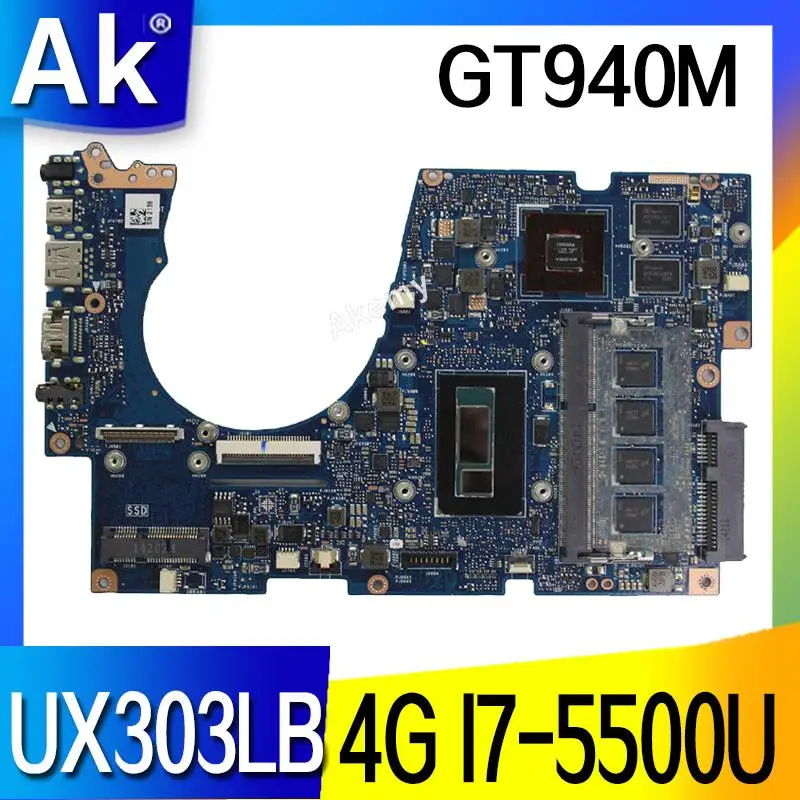 AK UX303LB материнская плата для ноутбука ASUS UX303LB UX303LNB UX303LN UX303LA UX303L тест оригинальная материнская плата 4G RAM I7-5500U GT940M AK UX303LB материнская плата для ноутбука ASUS UX303LB UX303LNB UX303LN UX303LA UX303L тест оригинальная материнская плата 4G RAM I7-5500U GT940M