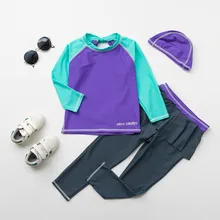 Купальный костюм для девочек, детский купальный костюм для детей младшего возраста с длинным рукавом Купальник с защитой от солнца из мультфильма для маленьких мальчиков пляжная одежда Плавательный Бассейн костюм