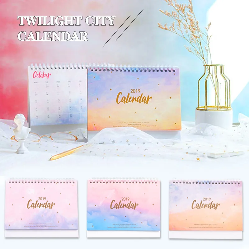 

Calendar Paper 2019 Desktop DIY Home Gifts Practical Supplies Decoration Office Desk Storage Box